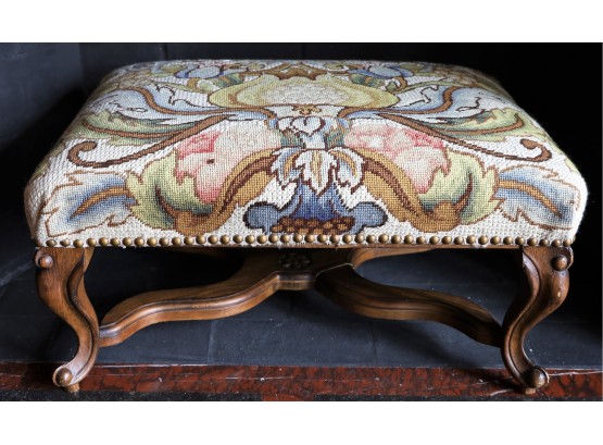 Rococo Style Needlepoint Footrest