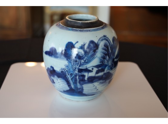 Antique Asian Blue & White Jar- Shippable