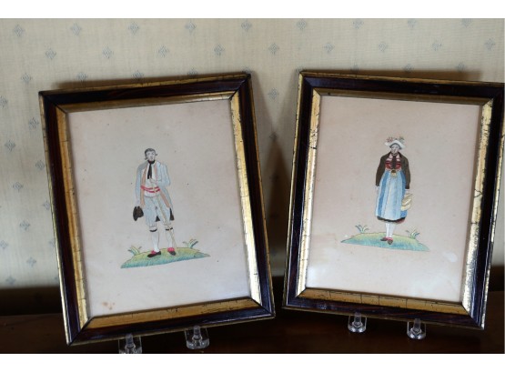 Pair Of Framed Silk Embroidery - Shippable