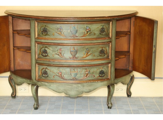 Painted Demilune Form Commode