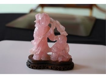 Rose Quartz Chinese Carved Figures -shippable