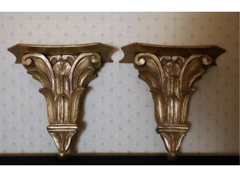 Pair Of Gilded Rococo Style Wall Shelves - Shippable