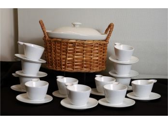 Brand New Cups & Saucers Set & Vegetable Container    Shippable