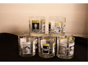 8 Playbill Cocktail Glasses    --shippable