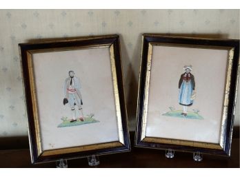 Pair Of Framed Silk Embroidery - Shippable