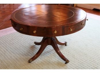 19th C. Leather Inset Mahogany Library Table