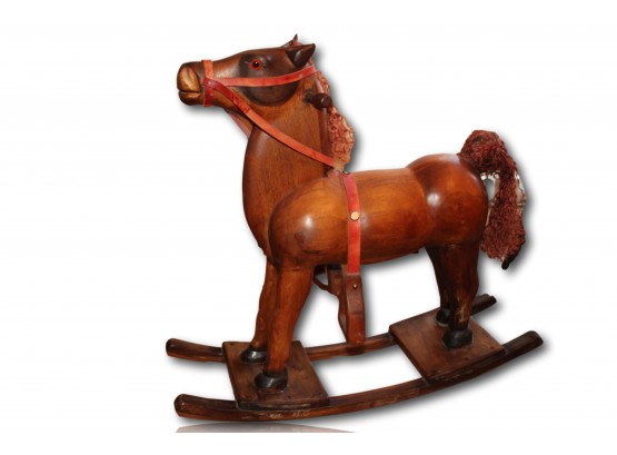 Signed Handcrafted Wooden Rocking Horse 1987 By  Gilbert Myers !!