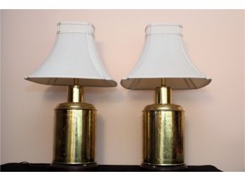 Pair Of Asian Style Brass Lamps