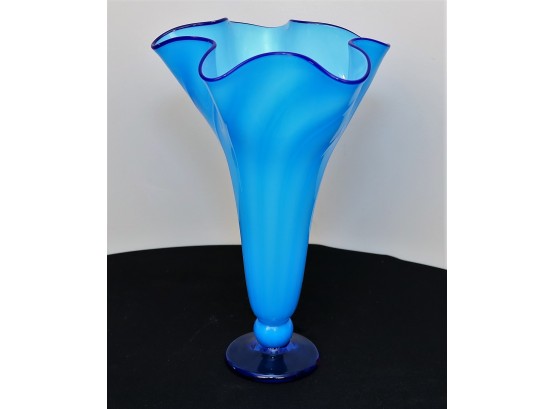 Blue Ruffled Vase- Shippable