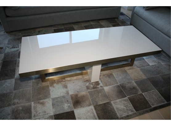 Brass & White Glass Cocktail Table- Ask About Our Local Movers