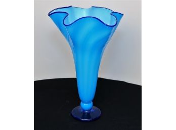 Blue Ruffled Vase- Shippable