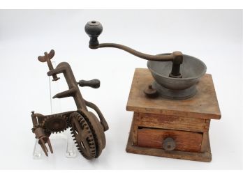Antique Coffee Grinder & Apple Parer - Shippable