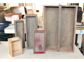 Antique Tool Holder & Wooden Boxes - Shippable