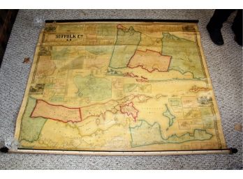 Large RARE Historic Map Of Long Island- 1858