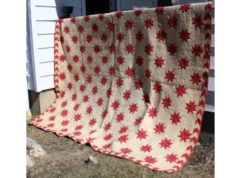 Antique Red Star Quilt- Shippable