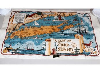 Vintage New 100 Pure Linen Map Of Long Island By Richard Batchelder