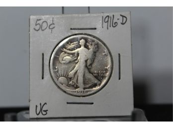 1916-D Walking Liberty Half Dollar Coin - Shippable