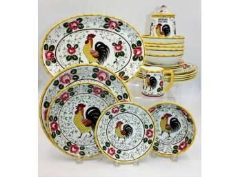 Vintage Roosters And Roses By PY Circa 1930's - 1940's
