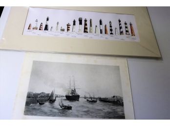 Signed Robert Kline Lighthouses/departure From Havre For America Etching -Shippable