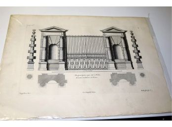Architectural Engraving 19' X 14' Good Condition Some Aging  - Shippable