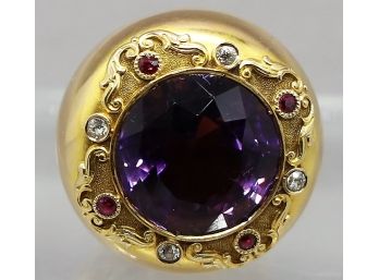 Stunning Antique 14k GOLD With Amethyst Pill Box -Shippable