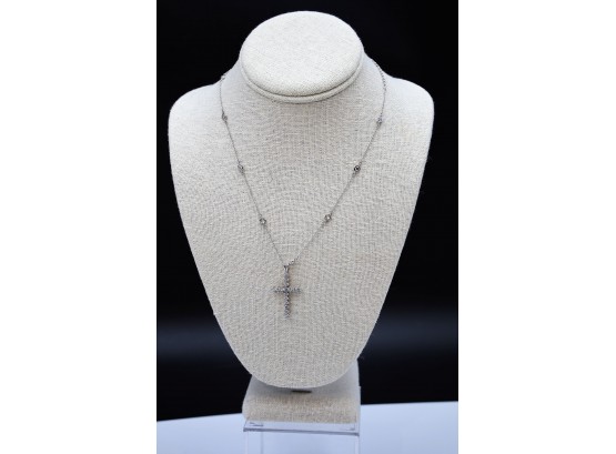 Elegant Sterling Cross With Crystals
