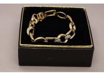 14K -17.43 Grams Gold Link Bracelet With Diamonds - Shippable