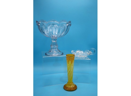Vintage Trio Of Glass Pieces-shippable