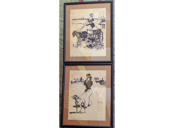 Pair Of French Etchings By Underwood-Shippable