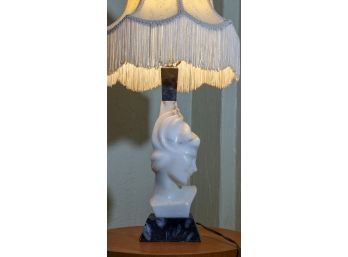 Fantastic Vintage Black Marble & White Alabaster Lamp
