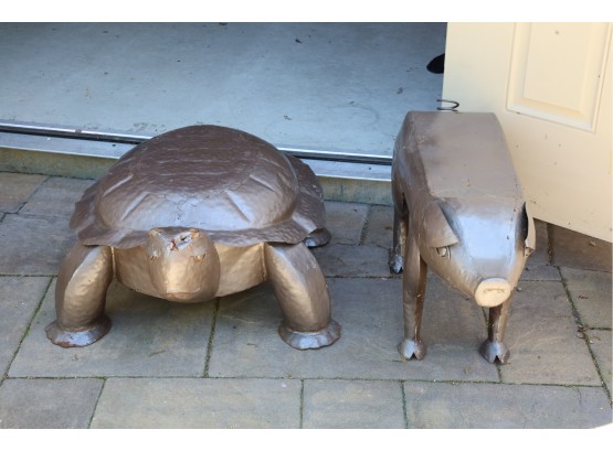 Large Pig & Turtle Outdoor Statues