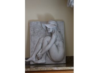 Woman With Hat Sculpture Plaque