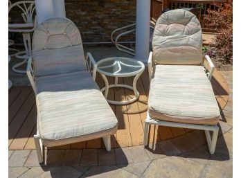 Set Of Loungers & Small Table - With Cushions