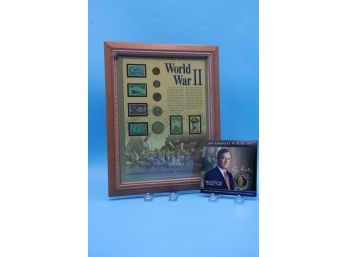 WWII Coins & Stamps And George H.W. Bush Coin - Shippable
