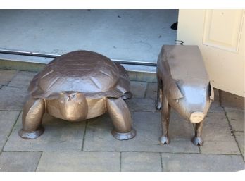 Large Pig & Turtle Outdoor Statues