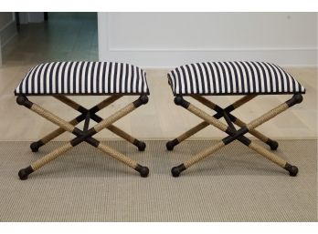 'BRADDOCK' Pair Of Nautical  Benches  From Uttermost -Original Price $629.00