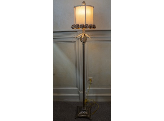 Floor Lamp With Very Nice Shade With Flowers