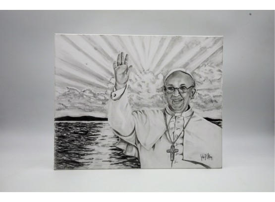 Original Graphite Drawing, ' Pope Francis '  By John D. Herz Artist Signed