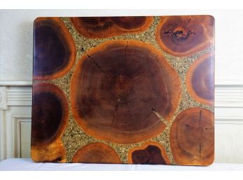 Unique Vintage Wood Slabs And Pebbles Table Top - Epoxy