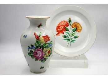 Vintage Herend Vase And Platter- Shipping Available