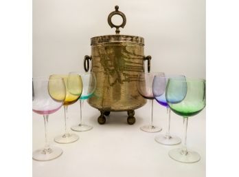 Vintage Ice Bucket And Goblets