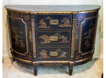 Black Demilune Chinoiserie  Cabinet With Loads Of Storage