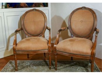 Beautiful Pair Of Leather Tuft Accent Chairs