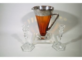 Antique Amber & Silver Pitcher-Shippable