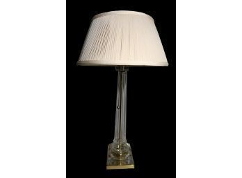 Lucite Lamp With Pleated Shade