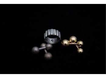 Cufflinks & Ring - Sterling And Gold -Shippable
