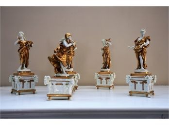 Five Vintage Porcelain Italian Capodimonte Gilt Figurines
