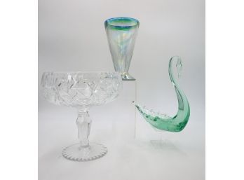 Vintage Glass Swan, Cut Crystal & More- Shippable