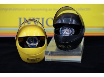TWO Blue Invicta Watches With Helmet Cases - LIKE NEW SHIPPABLE