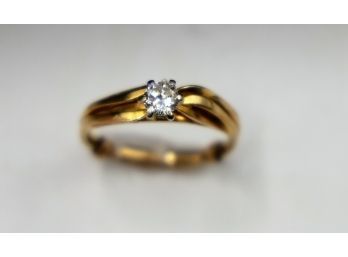 14K Yellow Gold Diamond Engagement Ring- Shippable